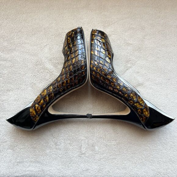 Giuseppe Zanotti Gold & Black Patent Leather Stiletto Heels EU 39 US 8 - 8.5 - Picture 7 of 16